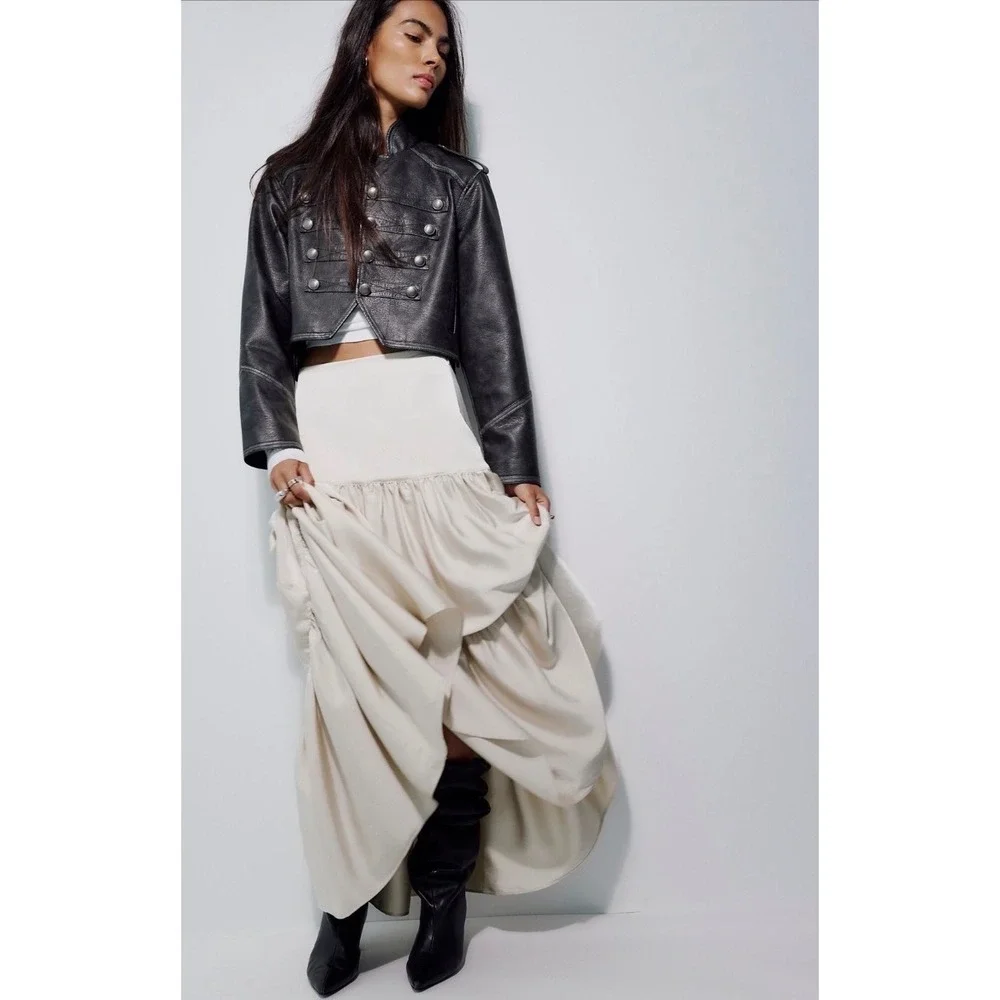 Free People Juliette Satin fairy indie Maxi Skirt NWOT